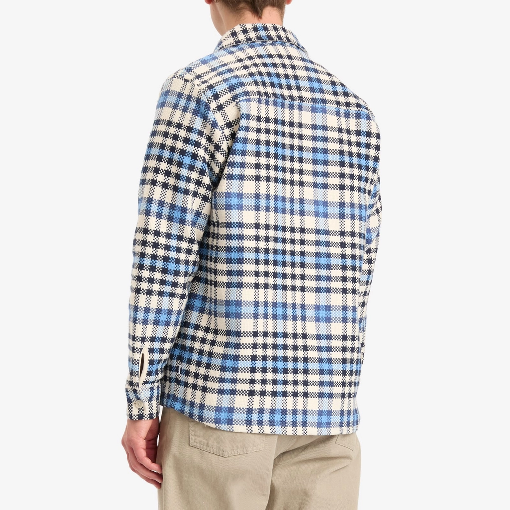 Wax London Men's Whiting Strand Check Overshirt Ecru/Blue